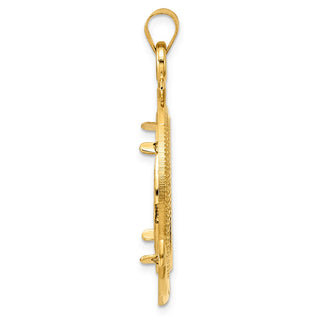 14k Yellow Gold Diamond Cut Ships Anchor with 22.0mm Prong Coin Bezel Pendant
