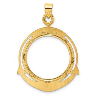 14k Yellow Gold Diamond Cut Ships Anchor with 22.0mm Prong Coin Bezel Pendant