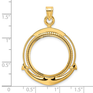 14k Yellow Gold Diamond Cut Ships Anchor with 22.0mm Prong Coin Bezel Pendant
