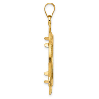 14k Yellow Gold Diamond Cut Ships Anchor with 27.0mm Prong Coin Bezel Pendant