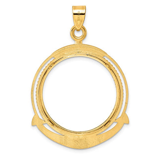 14k Yellow Gold Diamond Cut Ships Anchor with 27.0mm Prong Coin Bezel Pendant