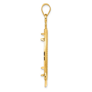 14k Yellow Gold Diamond Cut Ships Anchor with 32.0mm Prong Coin Bezel Pendant