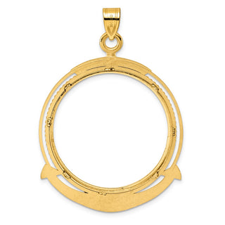 14k Yellow Gold Diamond Cut Ships Anchor with 32.0mm Prong Coin Bezel Pendant
