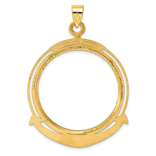 14k Yellow Gold Diamond Cut Ships Anchor with 32.7mm Prong Coin Bezel Pendant