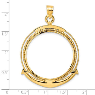 14k Yellow Gold Diamond Cut Ships Anchor with 32.7mm Prong Coin Bezel Pendant