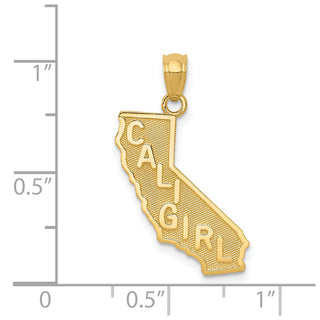 14k Yellow Gold CALI GIRL State Map Pendant