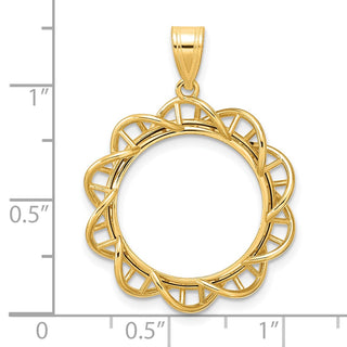 14k Yellow Gold Polished Overlapping Singapore with 18.0mm Prong Coin Bezel Pendant