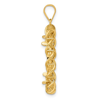 14k Yellow Gold Polished Overlapping Singapore with 22.0mm Prong Coin Bezel Pendant