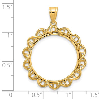 14k Yellow Gold Polished Overlapping Singapore with 22.0mm Prong Coin Bezel Pendant