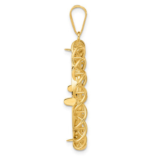 14k Yellow Gold Polished Overlapping Singapore with 27.0mm Prong Coin Bezel Pendant