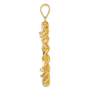 14k Yellow Gold Polished Overlapping Singapore with 32.0mm Prong Coin Bezel Pendant