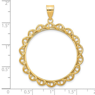 14k Yellow Gold Polished Overlapping Singapore with 32.0mm Prong Coin Bezel Pendant