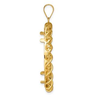 14k Yellow Gold Polished Overlapping Singapore with 32.7mm Prong Coin Bezel Pendant