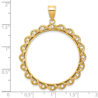 14k Yellow Gold Polished Overlapping Singapore with 32.7mm Prong Coin Bezel Pendant