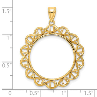 14k Yellow Gold Polished Singapore with 22.0mm Prong Coin Bezel Pendant