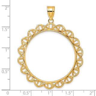 14k Yellow Gold Polished Singapore with 32.0mm Prong Coin Bezel Pendant