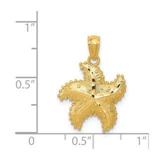 14k Yellow Gold Diamond-cut Starfish Pendant C4033