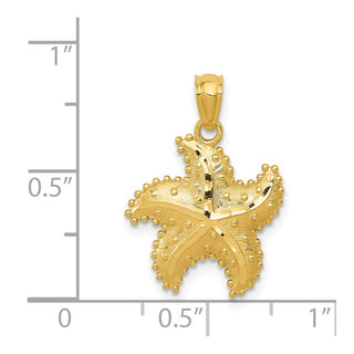 14k Yellow Gold Diamond-cut Starfish Pendant C4033