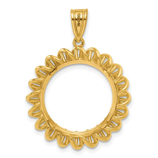 14k Yellow Gold Polished Tight Singapore with 16.5mm Prong Coin Bezel Pendant
