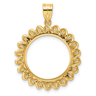 14k Yellow Gold Polished Tight Singapore with 18.0mm Prong Coin Bezel Pendant