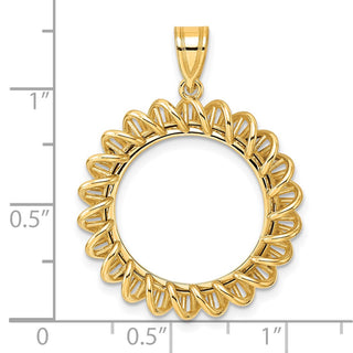 14k Yellow Gold Polished Tight Singapore with 18.0mm Prong Coin Bezel Pendant