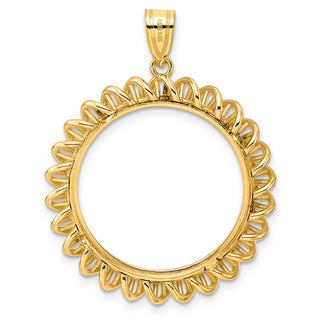 14k Yellow Gold Polished Tight Singapore with 22.0mm Prong Coin Bezel Pendant