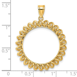 14k Yellow Gold Polished Tight Singapore with 22.0mm Prong Coin Bezel Pendant