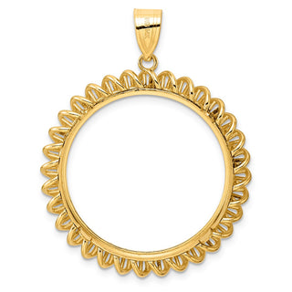 14k Yellow Gold Polished Tight Singapore with 27.0mm Prong Coin Bezel Pendant