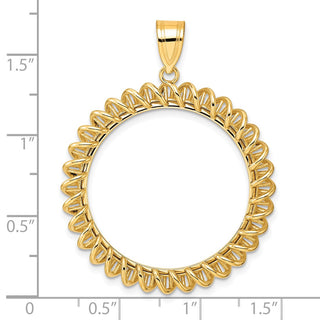 14k Yellow Gold Polished Tight Singapore with 27.0mm Prong Coin Bezel Pendant