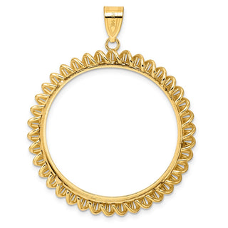 14k Yellow Gold Polished Tight Singapore with 32.0mm Prong Coin Bezel Pendant