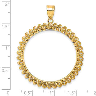 14k Yellow Gold Polished Tight Singapore with 32.0mm Prong Coin Bezel Pendant