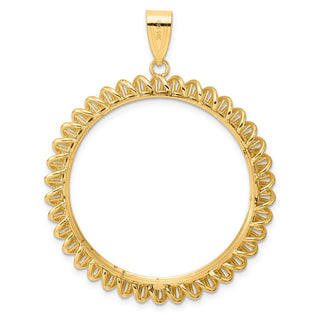 14k Yellow Gold Polished Tight Singapore with 32.7mm Prong Coin Bezel Pendant