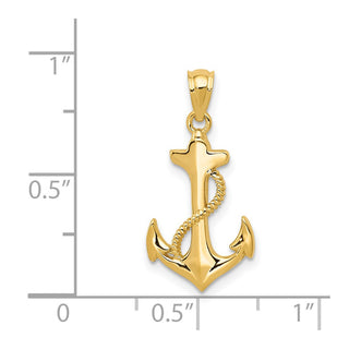 14k Yellow Gold Polished Anchor Pendant C4035