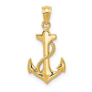 14k Yellow Gold Polished Anchor Pendant C4035
