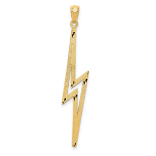 14k Yellow Gold Polished Diamond-Cut Lightning Bolt Pendant