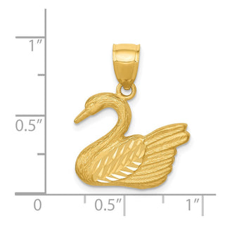 14k Yellow Gold Diamond-Cut Swan Pendant