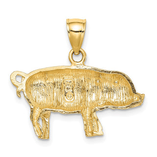 14k Yellow Gold Diamond-cut Pig Pendant C4060