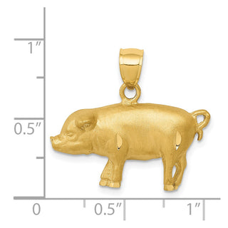 14k Yellow Gold Diamond-cut Pig Pendant C4060