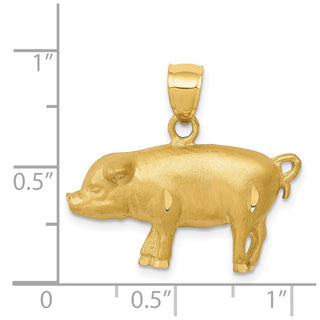 14k Yellow Gold Diamond-cut Pig Pendant C4060
