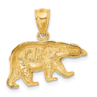 14k Yellow Gold Diamond-cut Bear Pendant C4061