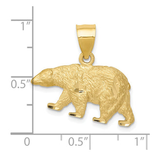 14k Yellow Gold Diamond-cut Bear Pendant C4061