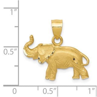14k Yellow Gold Diamond-Cut Elephant Pendant