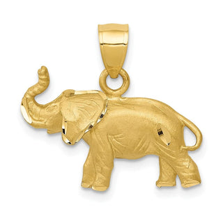 14k Yellow Gold Diamond-Cut Elephant Pendant