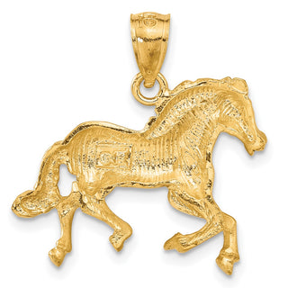 14k Yellow Gold Diamond-cut Horse Pendant C4067