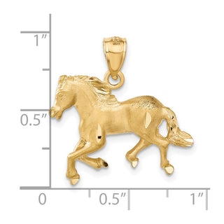 14k Yellow Gold Diamond-cut Horse Pendant C4067