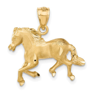14k Yellow Gold Diamond-cut Horse Pendant C4067