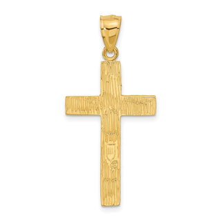 14k Yellow Gold Diamond-Cut Cross Pendant C4098