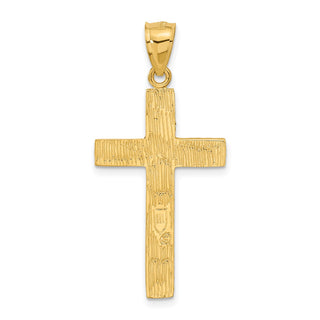 14k Yellow Gold Diamond-Cut Cross Pendant C4098