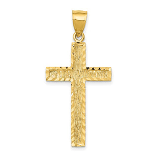 14k Yellow Gold Diamond-Cut Cross Pendant C4098