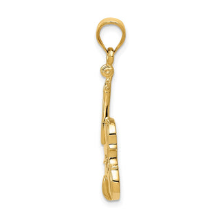 14k Yellow Gold 2D Violin Pendant